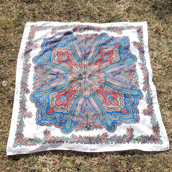 LARGE Vintage Luca Castellani scarf 46.4*46.4 In, wool shawl, - Picture 1 of 7